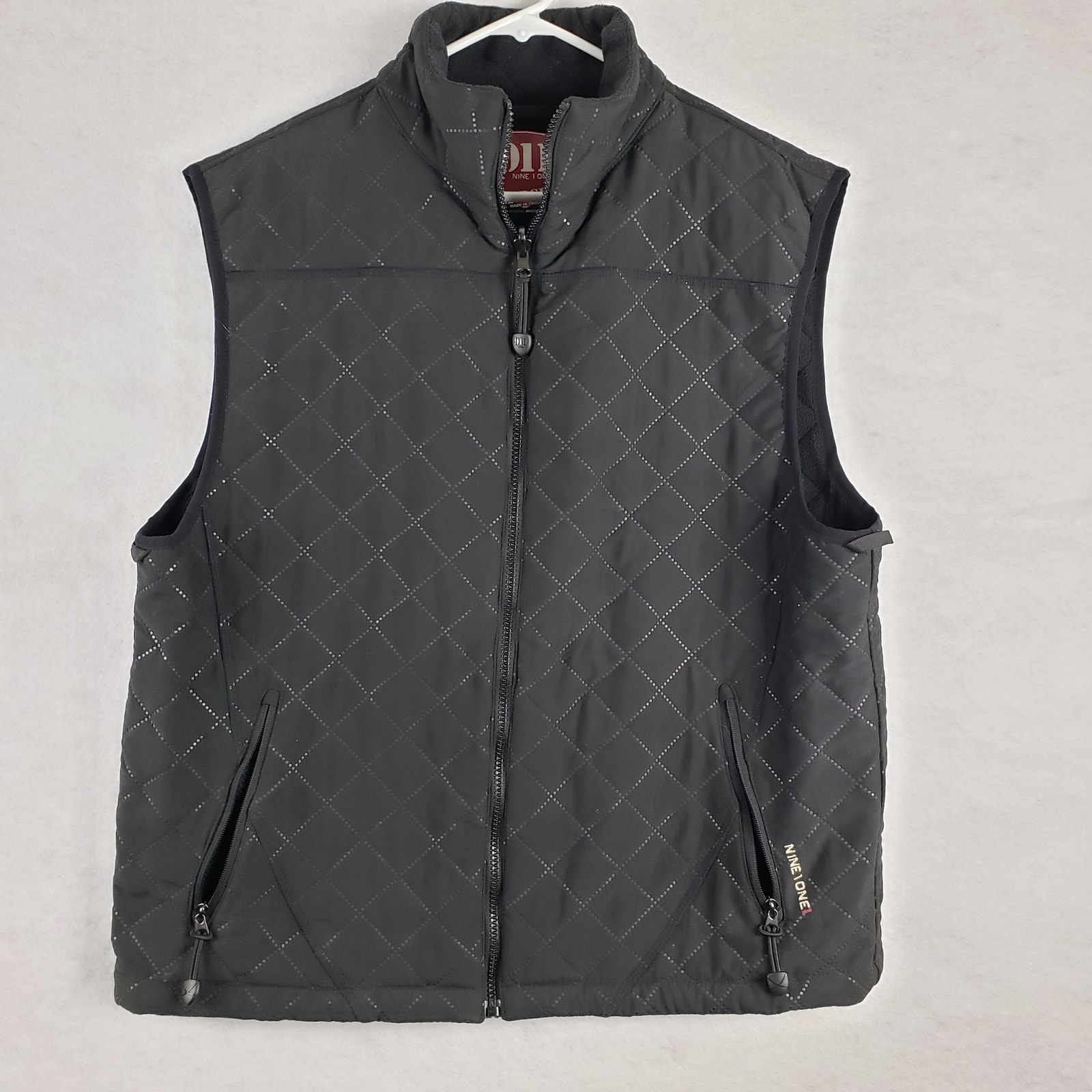 Airtime 911 Men's L Quilted Zip Up Vest Solid Black Utility Outdoor Layering